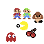mario, pacman and a cherry