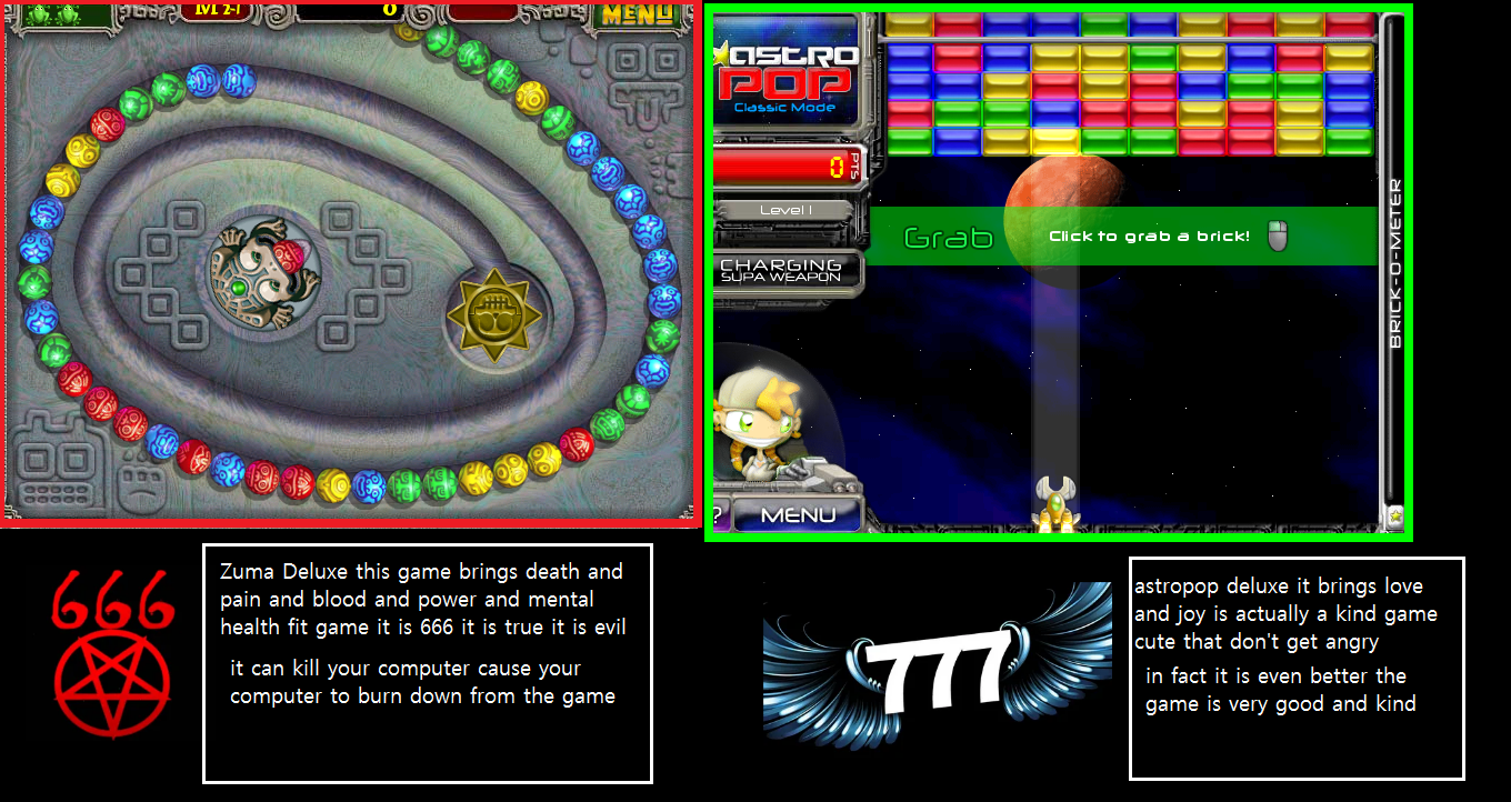 angel astropop 777 and devil zuma 666
