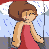 Rainy days with red dress girl